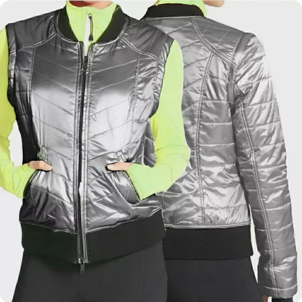 Zella campera silver converting quilted puffer jacket